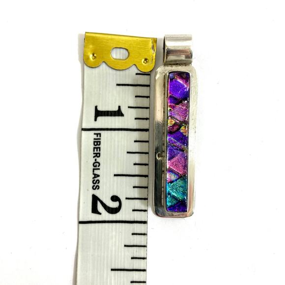 Silver Pendant Necklace with Multicolor Inlay - Picture 6 of 6